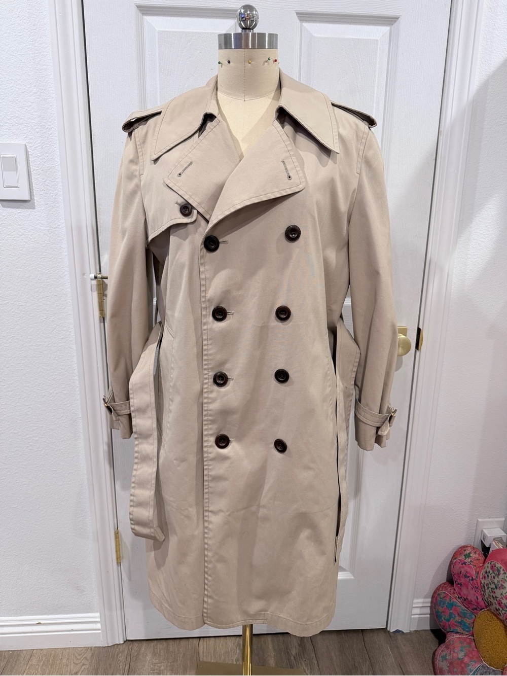 Vintage London Fog Beige Double-Breasted Trench Coat